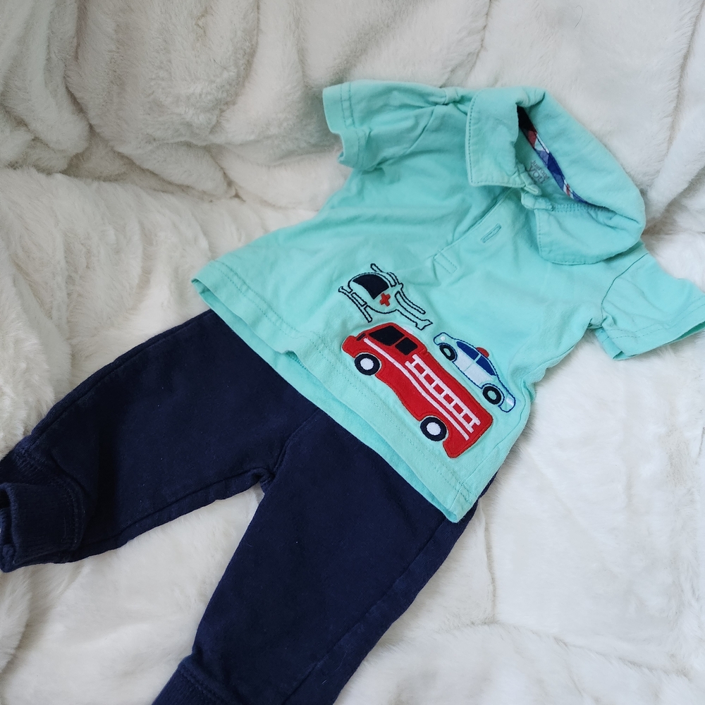 Carter's Teal and Dark Blue Set with Vehicle Design